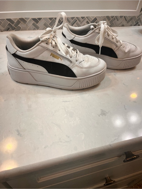 Puma Shoes - Puma White and Black Platform Sneakers for Women - Lace-Up Casual Trainers